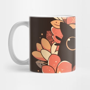 Feline Spy - cute floral black cat Mug